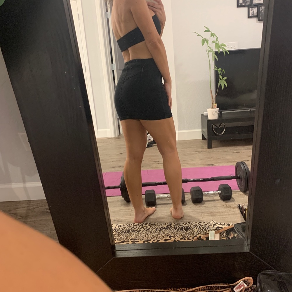 Black mini denim skirt vintage bebe